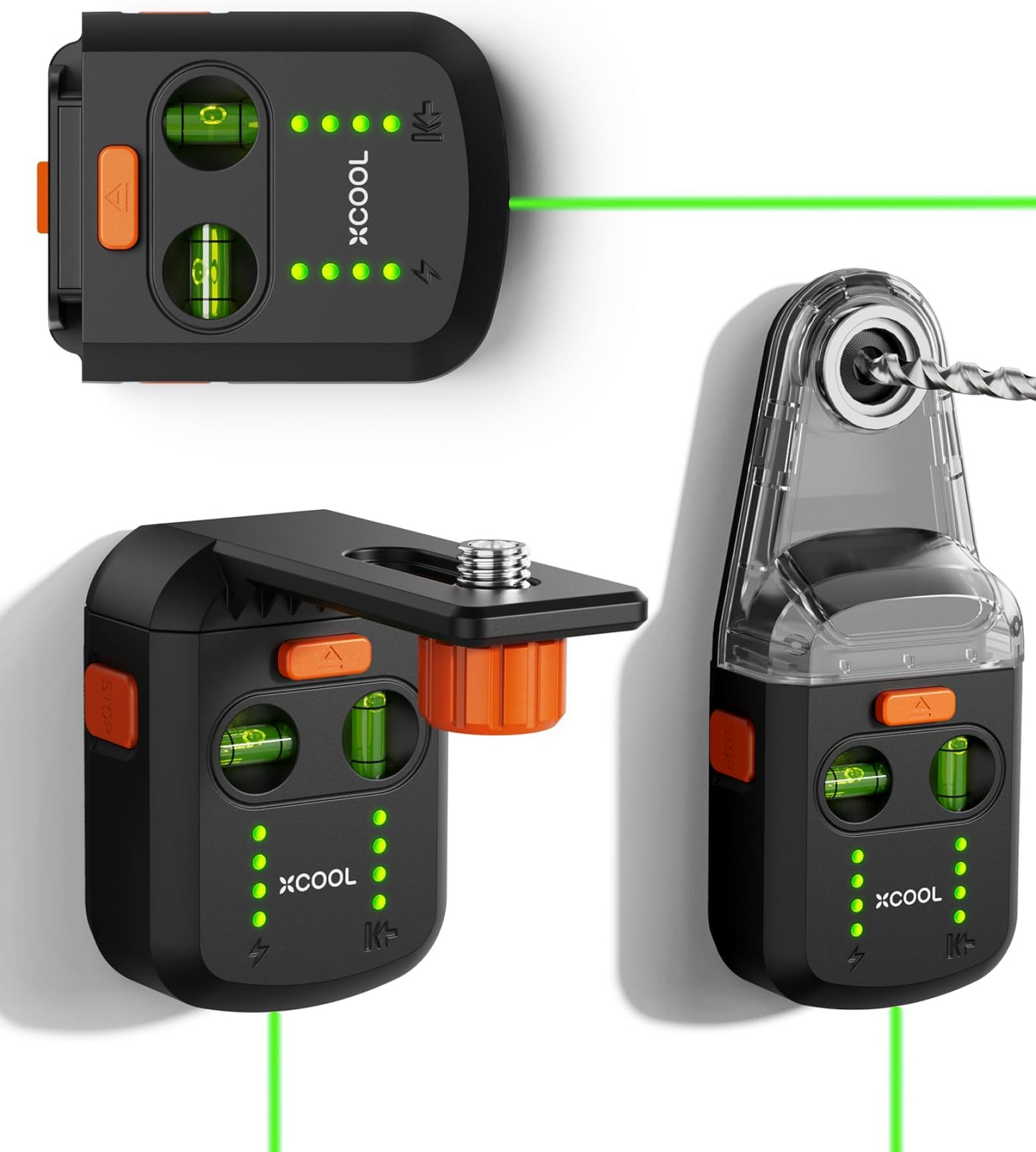 Soporte de nivel láser con adsorción al vacío eléctrico - 2 en 1