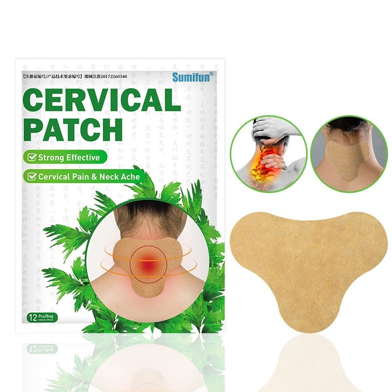 Paquete de 12 parches herbales para aliviar el dolor cervical