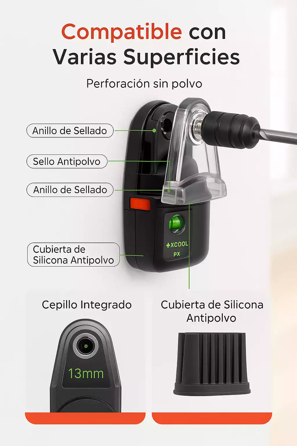 Soporte de nivel láser con adsorción al vacío eléctrico - 2 en 1